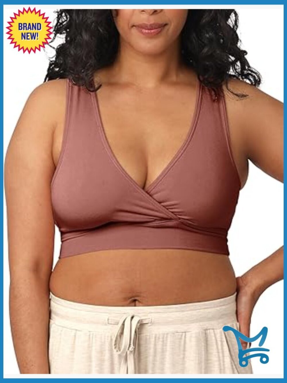 French Terry Nursing Bra Crossover Racerback Soft Stretchy Maternity Sleep Bra